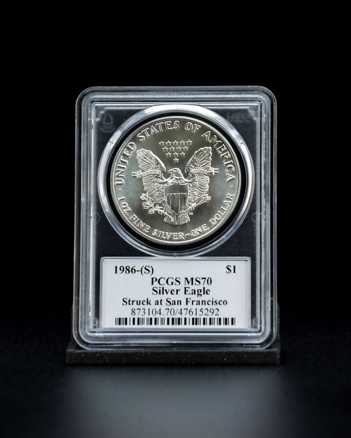 1986 "S" $1 Silver Eagle | Struck in San Francisco MS70 PCGS | John Mercanti Autographed