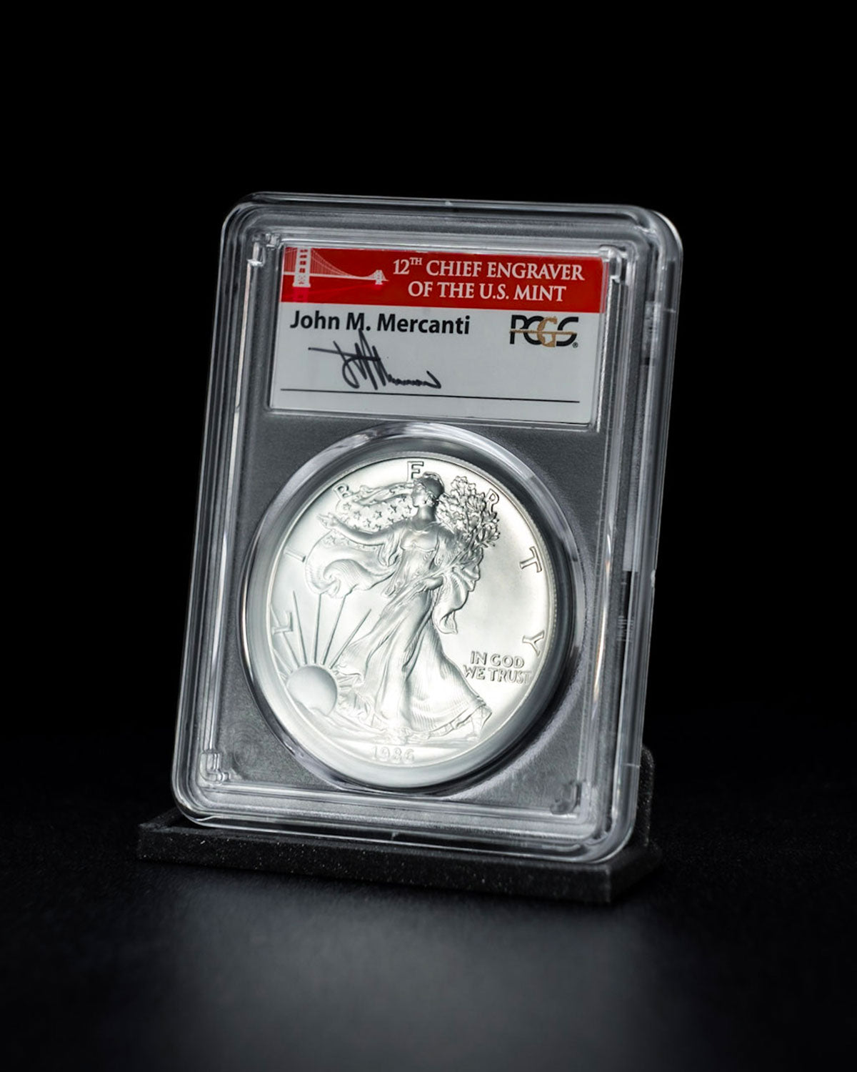 1986 "S" $1 Silver Eagle | Struck in San Francisco MS70 PCGS | John Mercanti Autographed