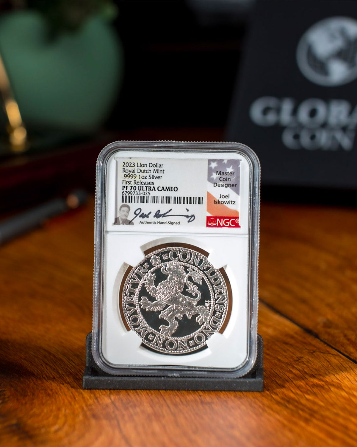2023 Silver Lion Dollar Royal Dutch Mint | First Releases PF70 Ultra Cameo | Joel Iskowitz Autographed