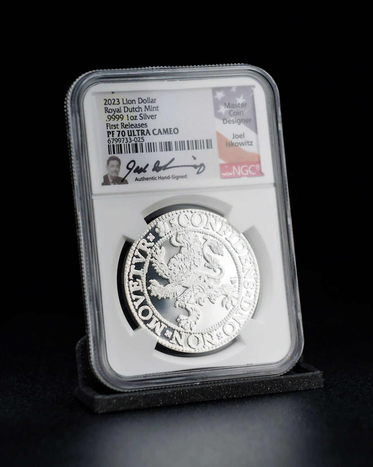 2023 Silver Lion Dollar Royal Dutch Mint | First Releases PF70 Ultra Cameo | Joel Iskowitz Autographed